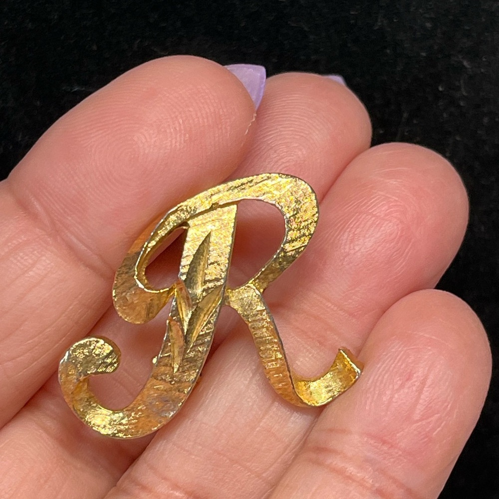 Vintage letter R MAMSELLE pin brooch